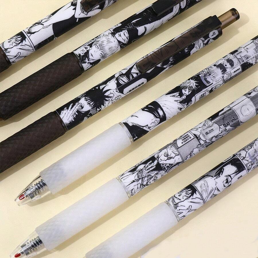 6Pcs Jujutsu Kaisen Stationery 0.5mm Gel Ink Ballpoint Pen