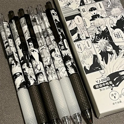 6Pcs Jujutsu Kaisen Stationery 0.5mm Gel Ink Ballpoint Pen