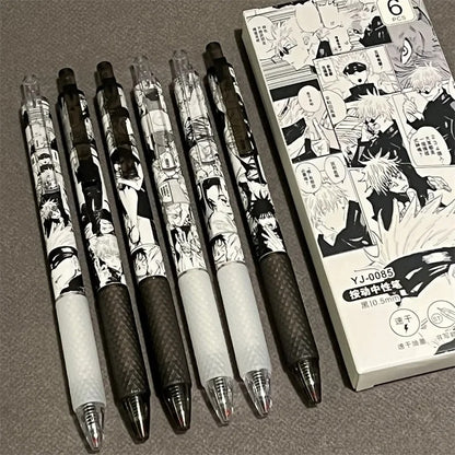 6Pcs Jujutsu Kaisen Stationery 0.5mm Gel Ink Ballpoint Pen