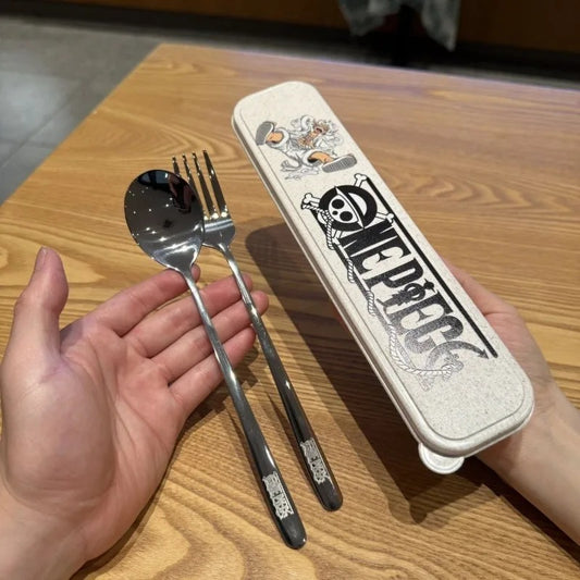 One Piece 304 Stainless Steel Portable Tableware Three-Piece Set